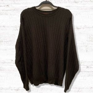 Tasso Elba Men's Olive Green Cotton Knit Long Sleeve Sweater Size XL